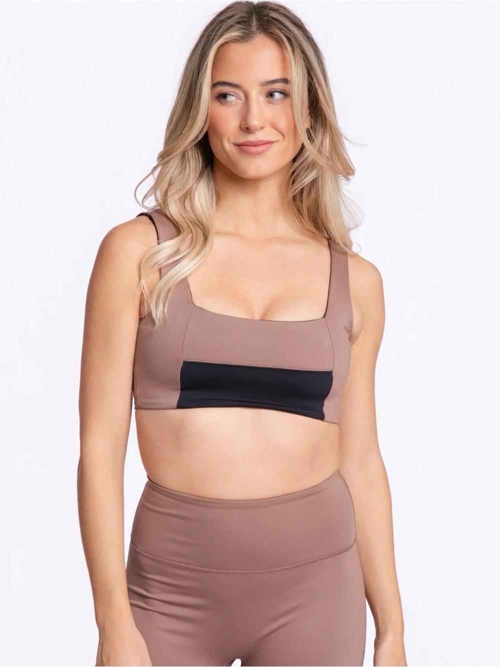 Booty by Brabants FORMFIT SQUARE NECK BRALETTE TWO TONE BLACK & MOCHA